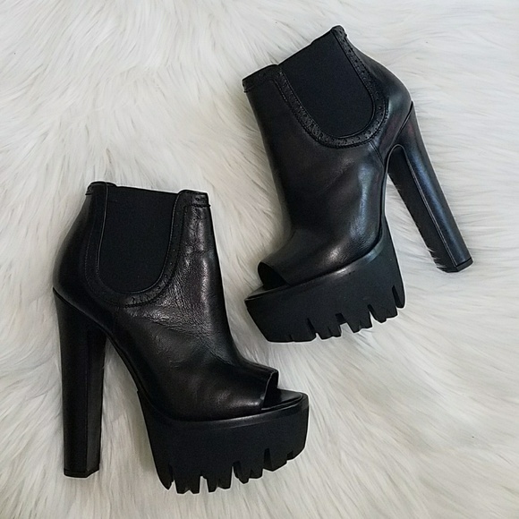 versace platform peep toe bootie